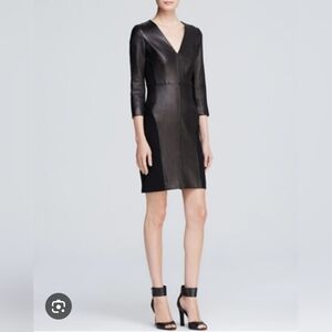 Diane von furstenberg Leather Lambskin And Knit dress Size 4